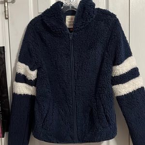 Super Soft Sherpa navy with white stripes